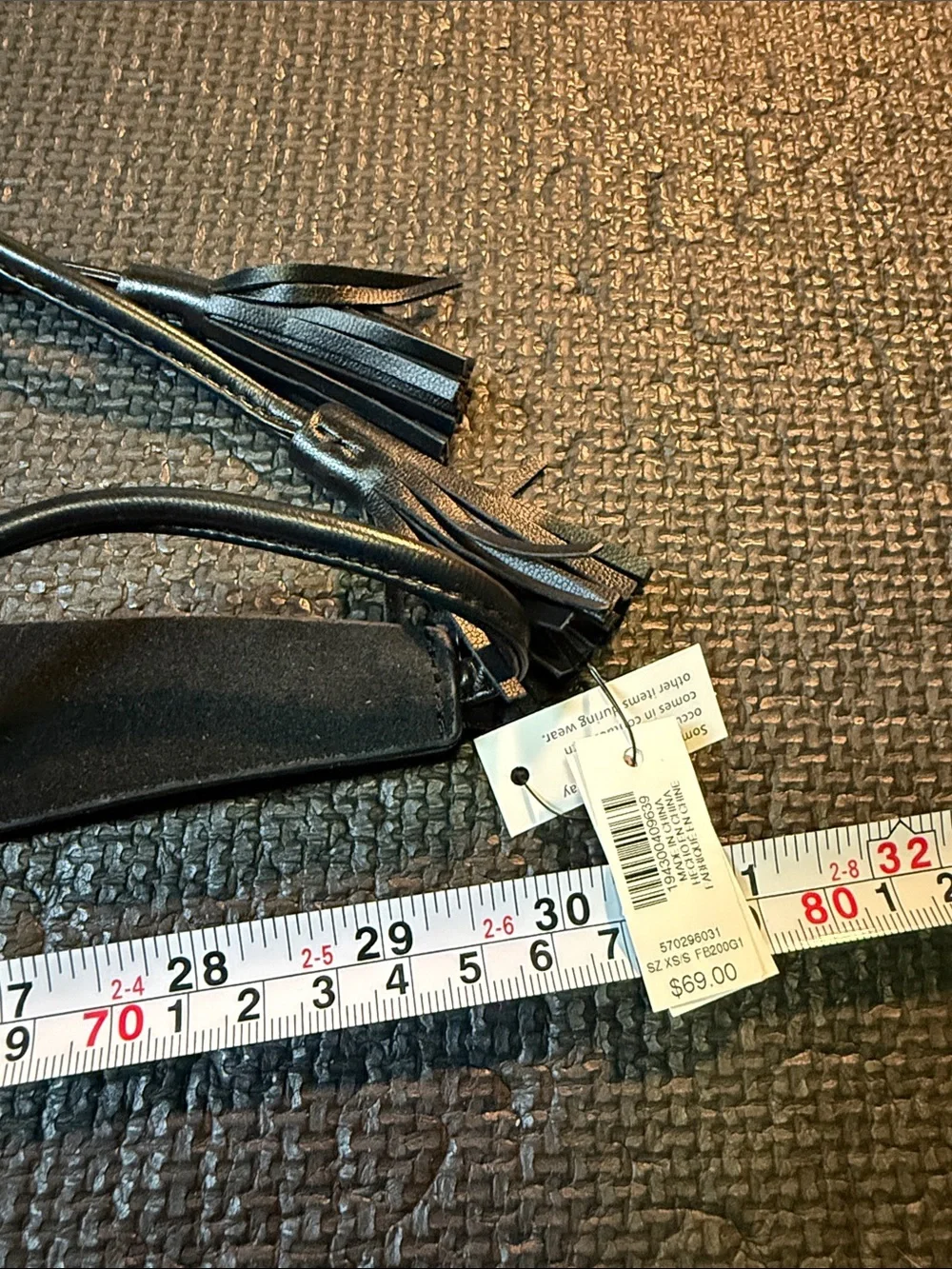 White House Black Market Black Suede Obi Belt with Tassel Ties
